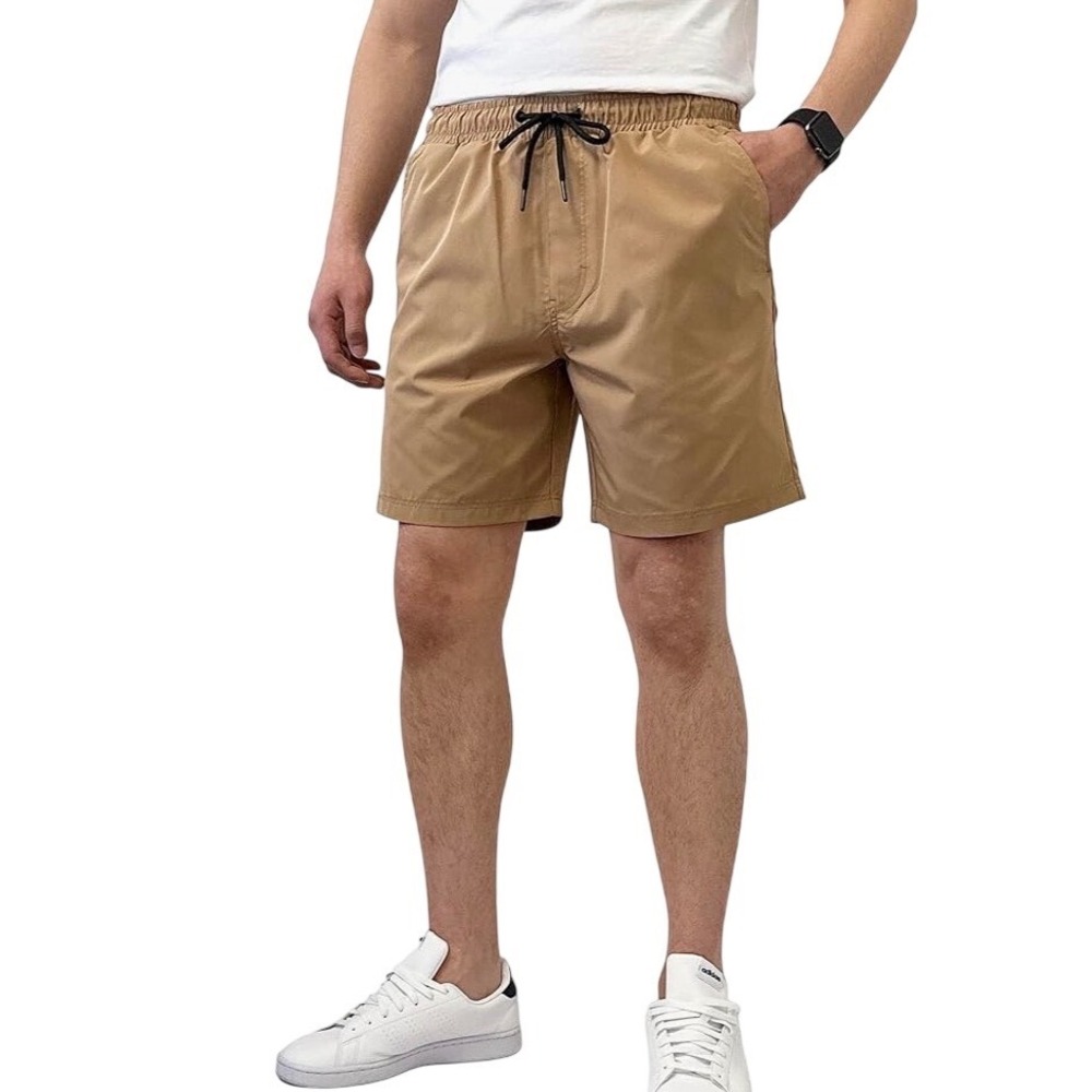 Southpole Mens Tan‎ Elastic Waist Drawstring Shorts Medium Zipper Pocket Casual